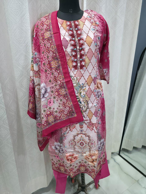 The Mauve Mosaic Set: Dusty Pink Fusion Print Cotton Suit