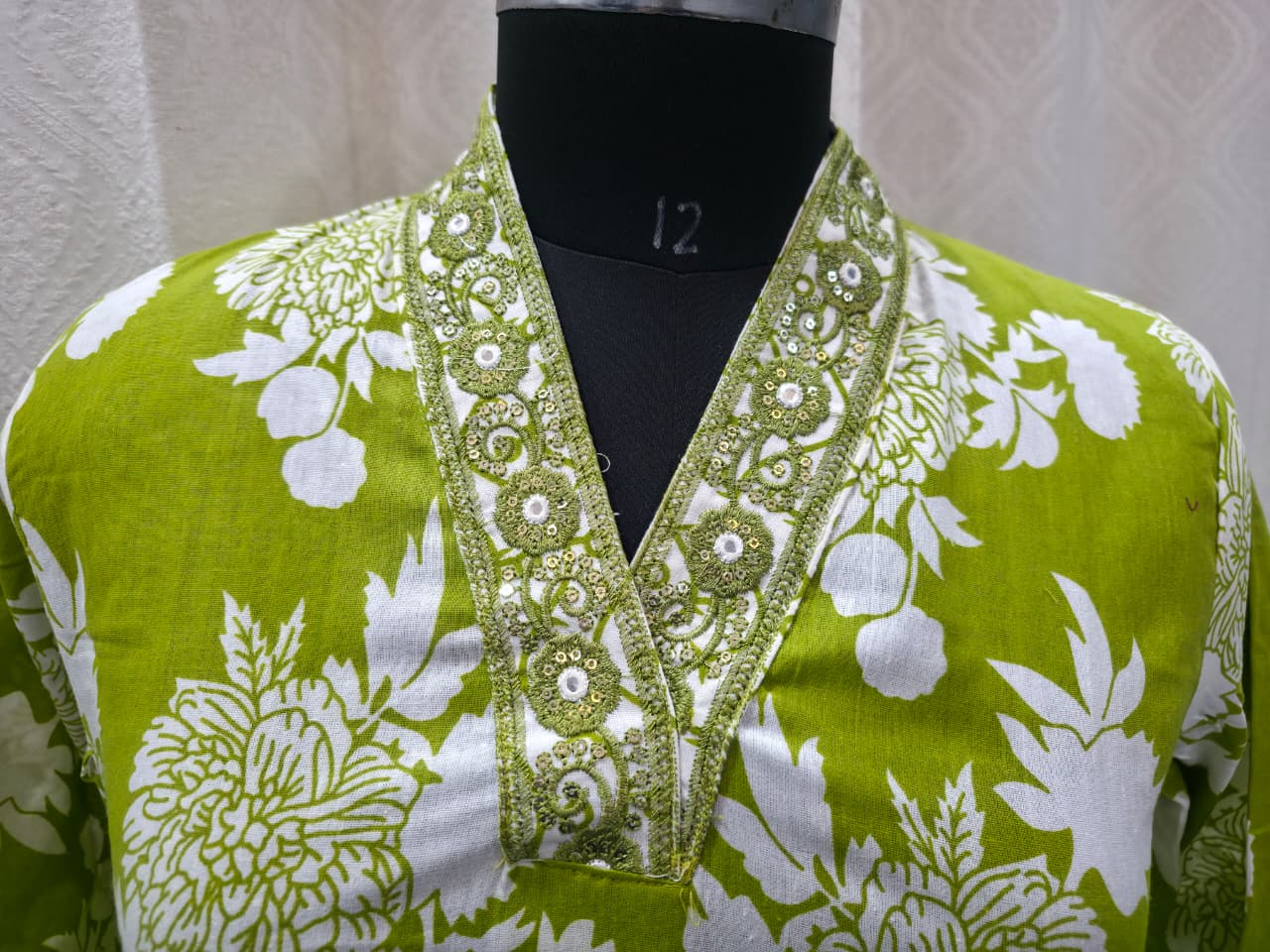 Women's Lime Green Floral Block Print Cotton Kurta Set with Striped Dupatta | Summer Casual Daily Wear Suit