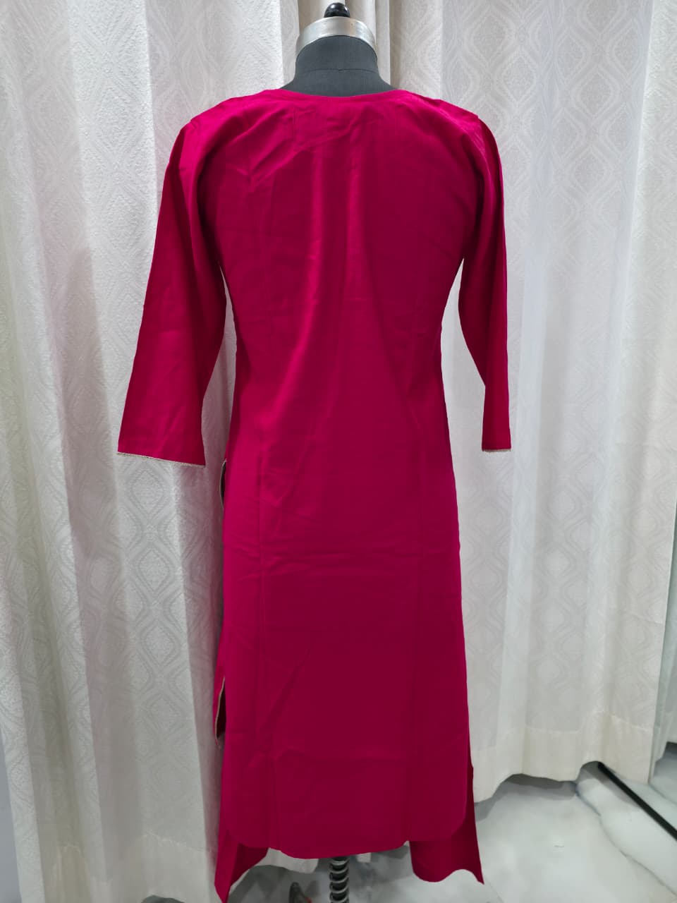 The Rani Pink Crane Set: Pure Cotton Straight Suit with Art-Print Dupatta